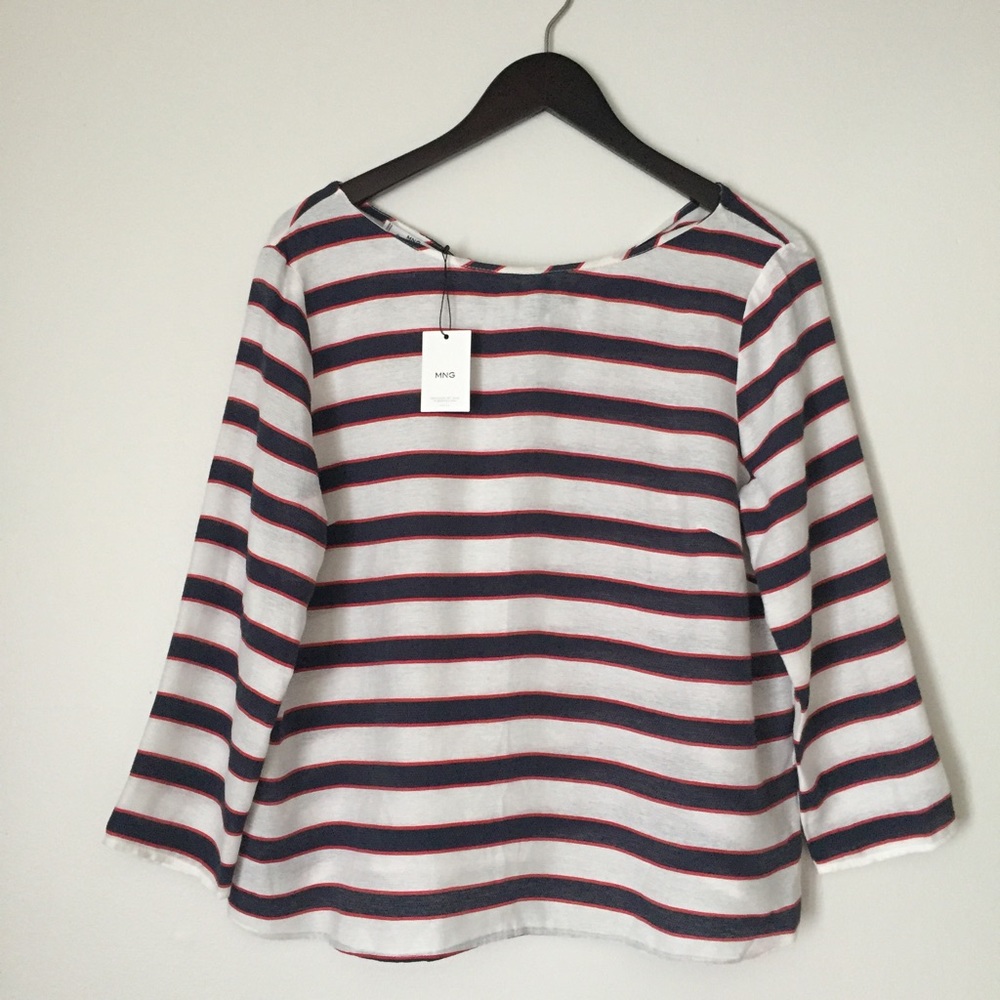 NWT MNG Red, White, & Blue Stripe Oversized Blouse - Small